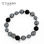 [TANDY] Premium Terahertz Unisex Bracelet TH815 – High-Quality Gemstones, Onyx, Terahertz & Silver Design - Made in Korea